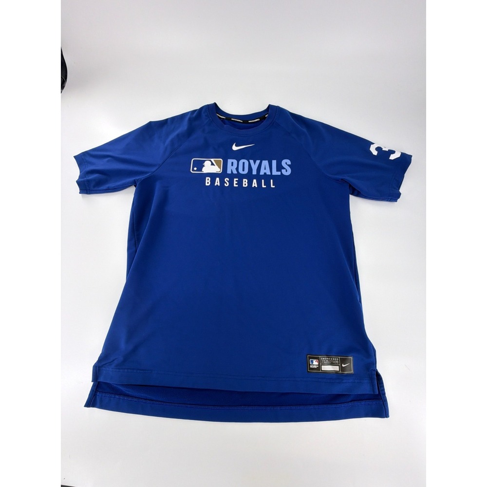 Nike Kansas City Royals Blue Dri Fit Short Sleeve Shirt Mens Large L #38 MLB